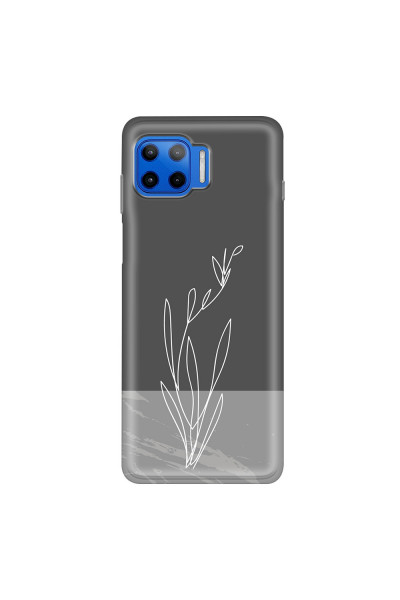 MOTOROLA by LENOVO - Moto G 5G Plus - Soft Clear Case - Dark Grey Marble Flower