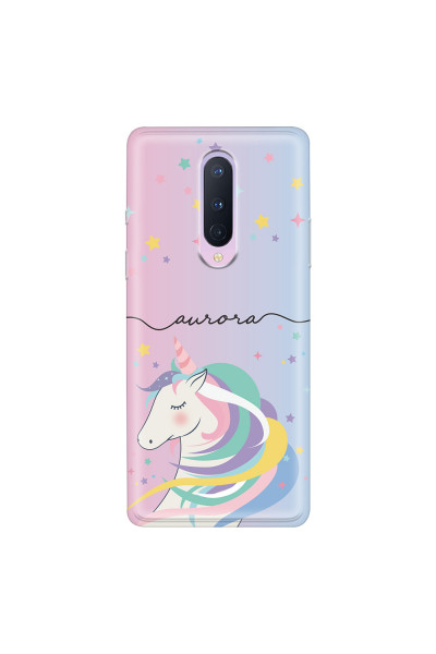 ONEPLUS - OnePlus 8 - Soft Clear Case - Pink Unicorn Handwritten