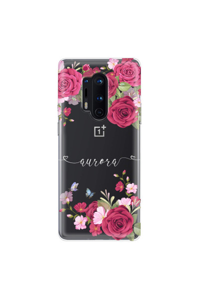 ONEPLUS - OnePlus 8 Pro - Soft Clear Case - Rose Garden with Monogram White