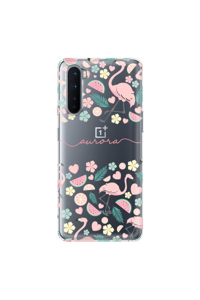 ONEPLUS - OnePlus Nord - Soft Clear Case - Clear Flamingo Handwritten