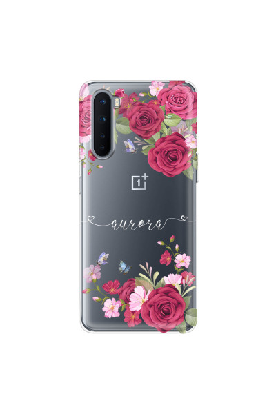 ONEPLUS - OnePlus Nord - Soft Clear Case - Rose Garden with Monogram White
