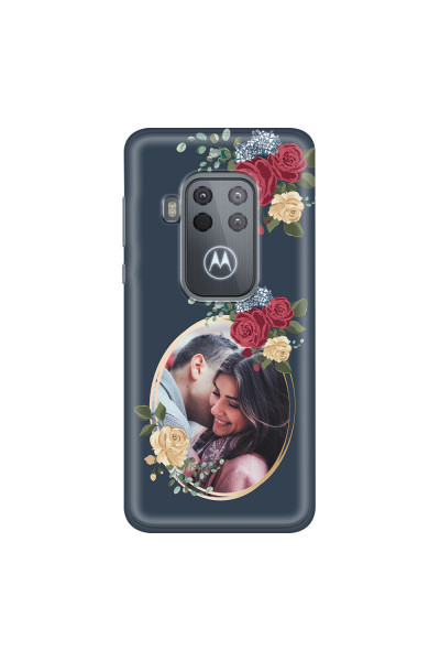 MOTOROLA by LENOVO - Moto One Zoom - Soft Clear Case - Blue Floral Mirror Photo