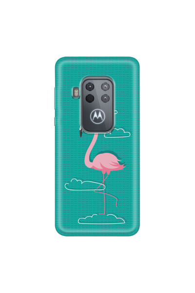 MOTOROLA by LENOVO - Moto One Zoom - Soft Clear Case - Cartoon Flamingo