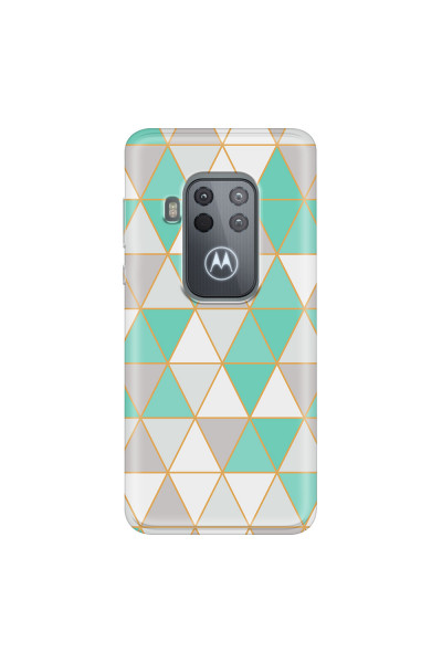 MOTOROLA by LENOVO - Moto One Zoom - Soft Clear Case - Green Triangle Pattern