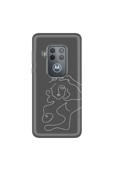 MOTOROLA by LENOVO - Moto One Zoom - Soft Clear Case - Grey Silhouette