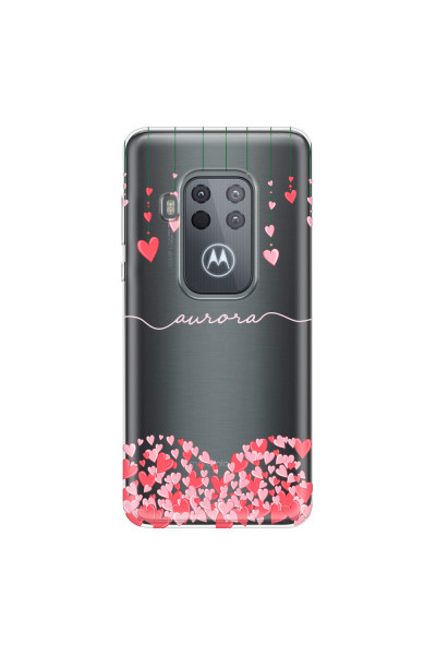 MOTOROLA by LENOVO - Moto One Zoom - Soft Clear Case - Love Hearts Strings Pink
