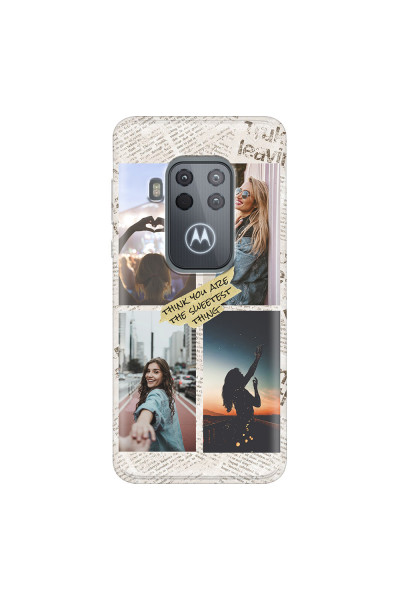 MOTOROLA by LENOVO - Moto One Zoom - Soft Clear Case - Newspaper Vibes Phone Case