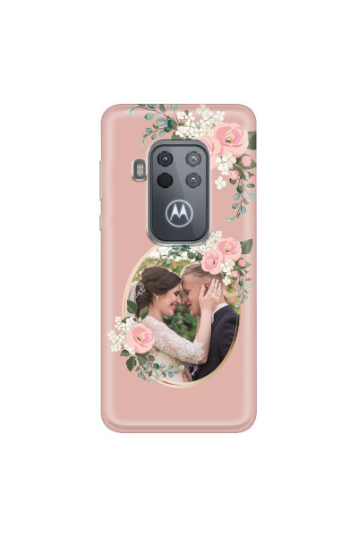 MOTOROLA by LENOVO - Moto One Zoom - Soft Clear Case - Pink Floral Mirror Photo