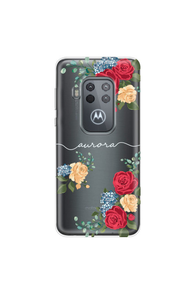 MOTOROLA by LENOVO - Moto One Zoom - Soft Clear Case - Red Floral Handwritten Light 