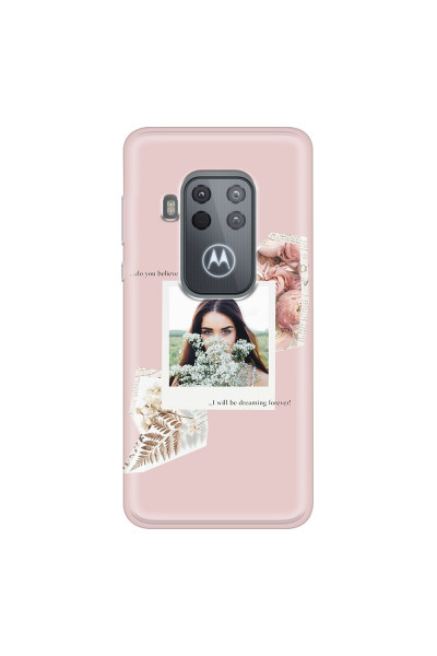 MOTOROLA by LENOVO - Moto One Zoom - Soft Clear Case - Vintage Pink Collage Phone Case