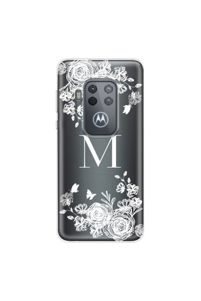 MOTOROLA by LENOVO - Moto One Zoom - Soft Clear Case - White Lace Monogram