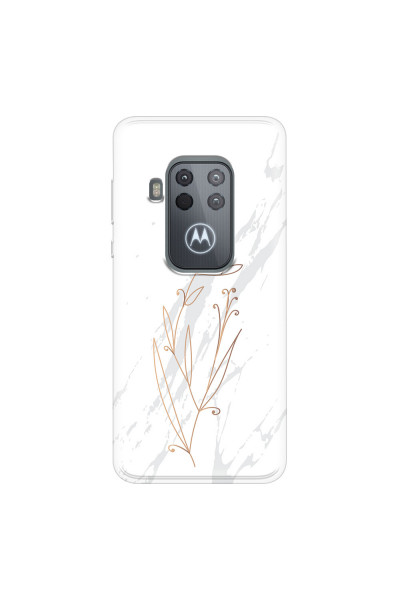 MOTOROLA by LENOVO - Moto One Zoom - Soft Clear Case - White Marble Flowers