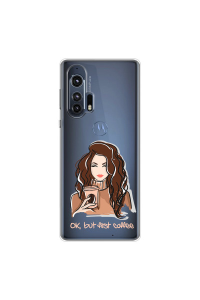 MOTOROLA by LENOVO - Moto Edge Plus - Soft Clear Case - But First Coffee Light
