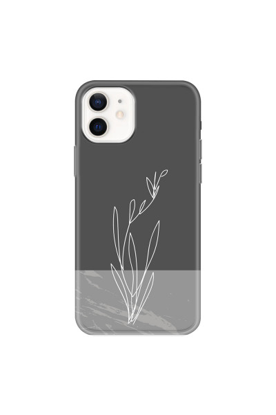 APPLE - iPhone 12 - Soft Clear Case - Dark Grey Marble Flower