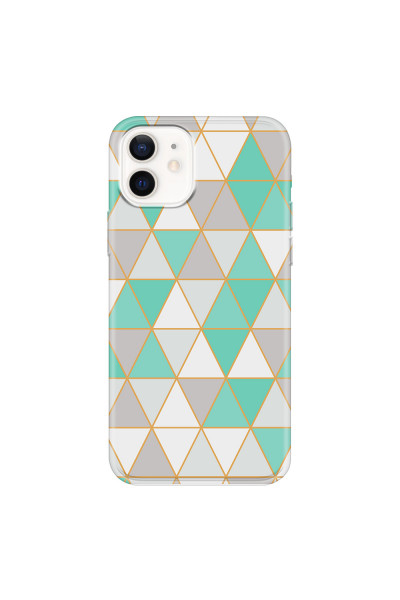 APPLE - iPhone 12 - Soft Clear Case - Green Triangle Pattern