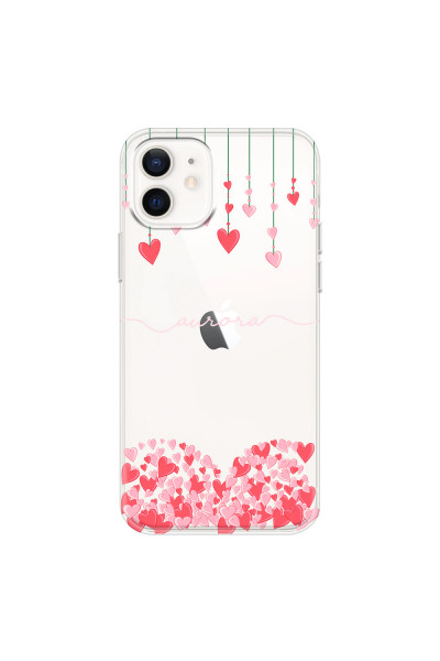 APPLE - iPhone 12 - Soft Clear Case - Love Hearts Strings Pink