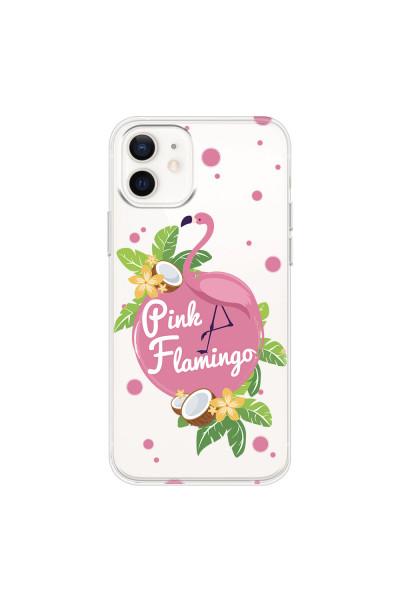 APPLE - iPhone 12 - Soft Clear Case - Pink Flamingo