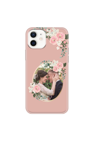 APPLE - iPhone 12 - Soft Clear Case - Pink Floral Mirror Photo