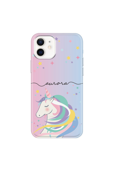APPLE - iPhone 12 - Soft Clear Case - Pink Unicorn Handwritten