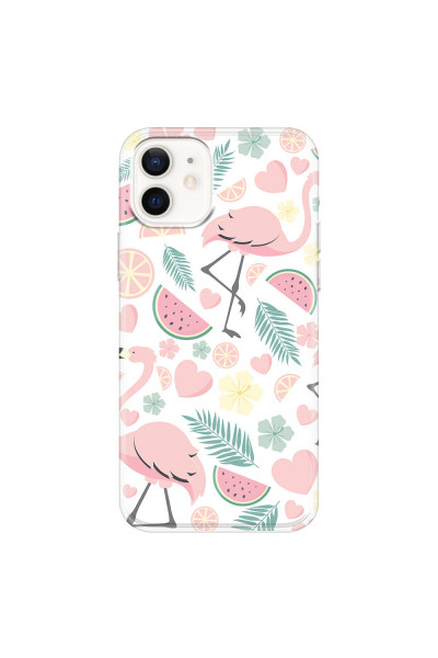 APPLE - iPhone 12 - Soft Clear Case - Tropical Flamingo III