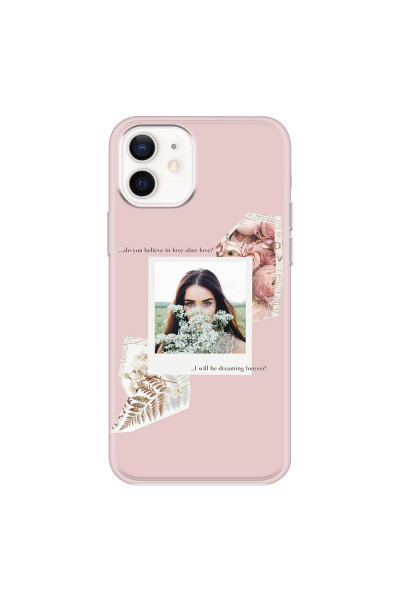 APPLE - iPhone 12 - Soft Clear Case - Vintage Pink Collage Phone Case