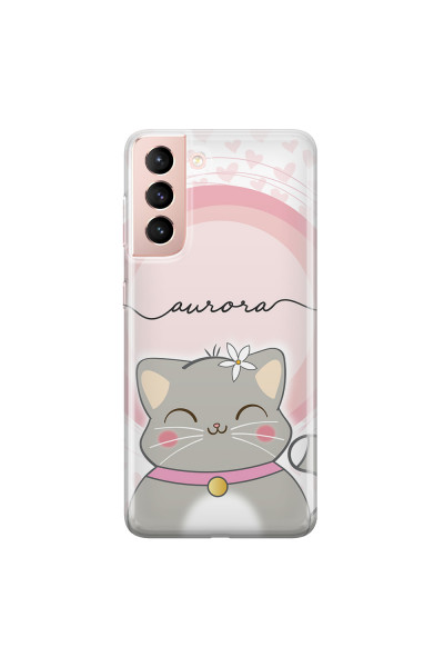 SAMSUNG - Galaxy S21 - Soft Clear Case - Kitten Handwritten