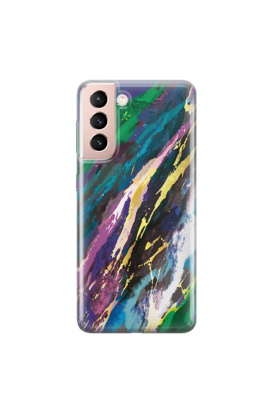SAMSUNG - Galaxy S21 - Soft Clear Case - Marble Emerald Pearl