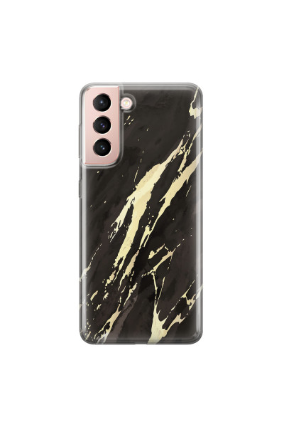 SAMSUNG - Galaxy S21 - Soft Clear Case - Marble Ivory Black