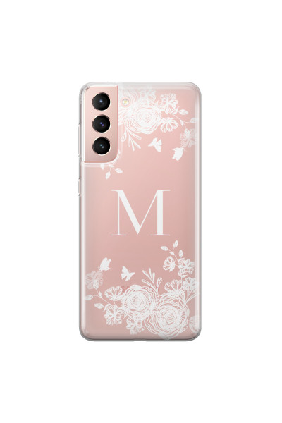 SAMSUNG - Galaxy S21 - Soft Clear Case - White Lace Monogram