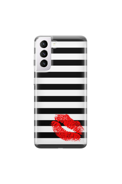 SAMSUNG - Galaxy S21 Plus - Soft Clear Case - B&W Lipstick