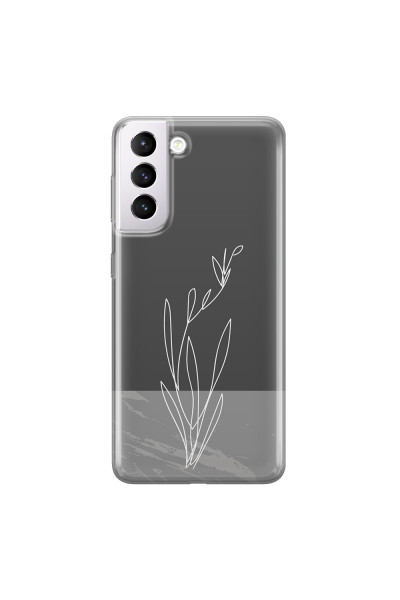 SAMSUNG - Galaxy S21 Plus - Soft Clear Case - Dark Grey Marble Flower