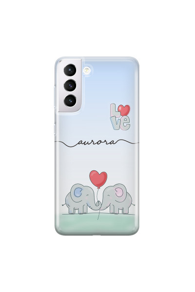 SAMSUNG - Galaxy S21 Plus - Soft Clear Case - Elephants in Love