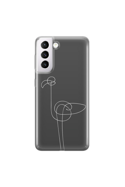 SAMSUNG - Galaxy S21 Plus - Soft Clear Case - Flamingo Drawing