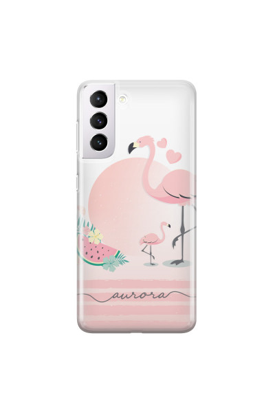 SAMSUNG - Galaxy S21 Plus - Soft Clear Case - Flamingo Vibes Handwritten