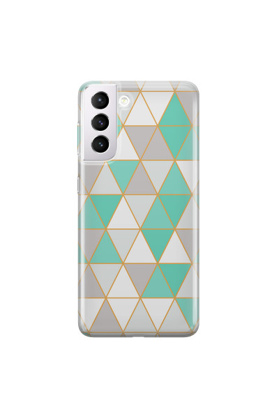 SAMSUNG - Galaxy S21 Plus - Soft Clear Case - Green Triangle Pattern