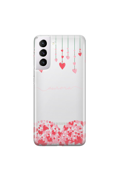 SAMSUNG - Galaxy S21 Plus - Soft Clear Case - Love Hearts Strings Pink
