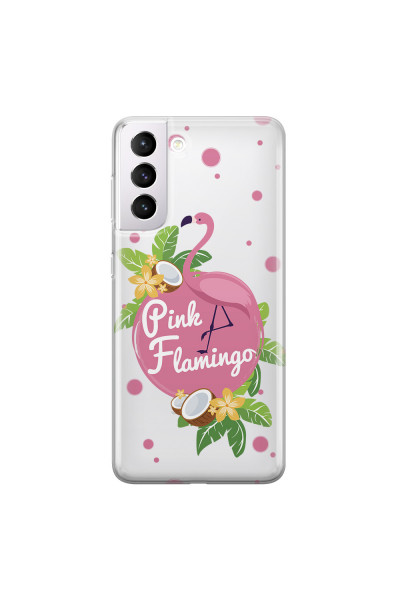 SAMSUNG - Galaxy S21 Plus - Soft Clear Case - Pink Flamingo