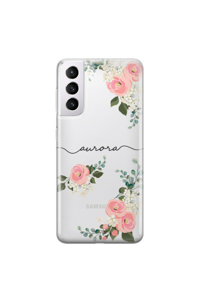 SAMSUNG - Galaxy S21 Plus - Soft Clear Case - Pink Floral Handwritten