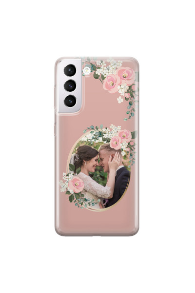 SAMSUNG - Galaxy S21 Plus - Soft Clear Case - Pink Floral Mirror Photo