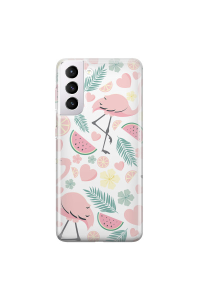 SAMSUNG - Galaxy S21 Plus - Soft Clear Case - Tropical Flamingo III