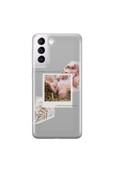 SAMSUNG - Galaxy S21 Plus - Soft Clear Case - Vintage Grey Collage Phone Case