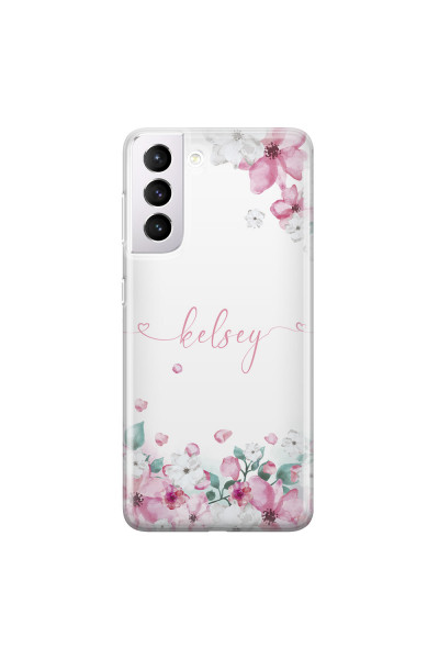 SAMSUNG - Galaxy S21 Plus - Soft Clear Case - Watercolor Flowers Handwritten