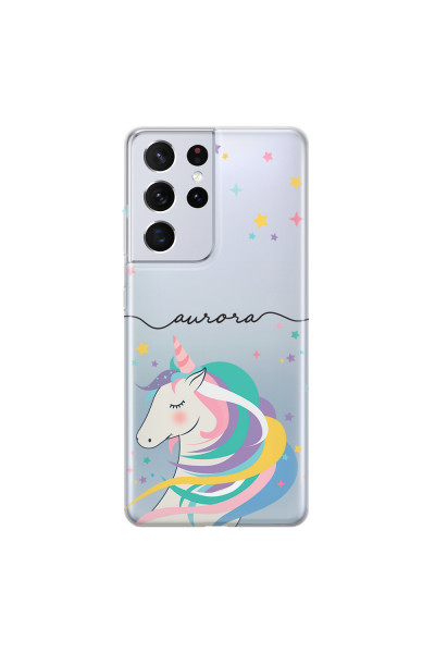 SAMSUNG - Galaxy S21 Ultra - Soft Clear Case - Clear Unicorn Handwritten