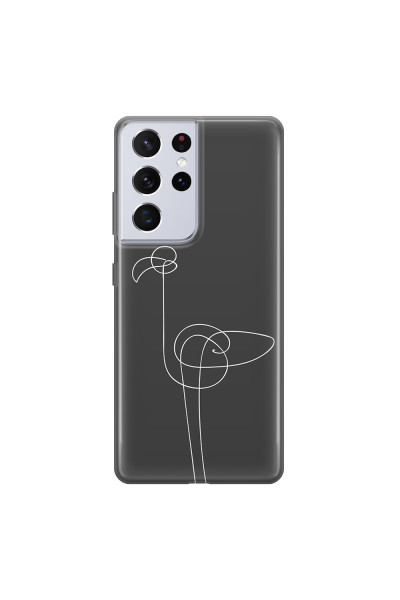 SAMSUNG - Galaxy S21 Ultra - Soft Clear Case - Flamingo Drawing
