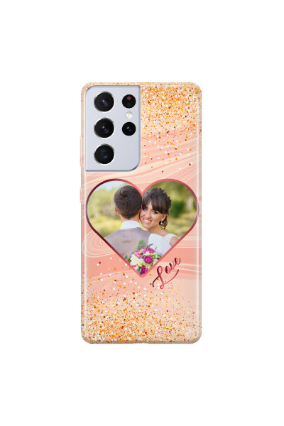 SAMSUNG - Galaxy S21 Ultra - Soft Clear Case - Glitter Love Heart Photo
