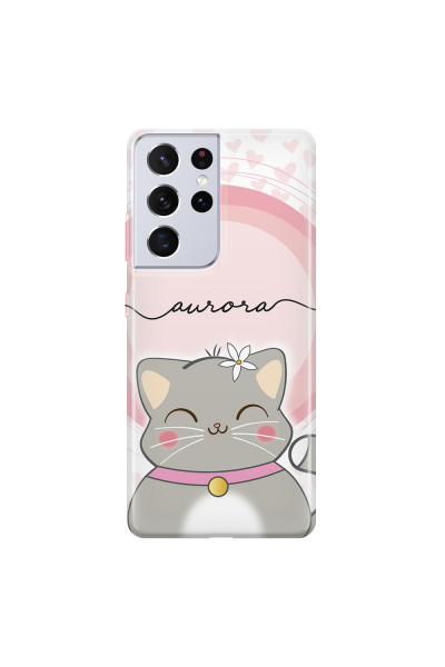 SAMSUNG - Galaxy S21 Ultra - Soft Clear Case - Kitten Handwritten