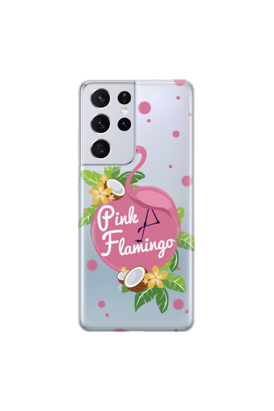 SAMSUNG - Galaxy S21 Ultra - Soft Clear Case - Pink Flamingo