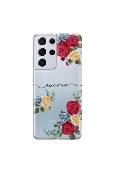 SAMSUNG - Galaxy S21 Ultra - Soft Clear Case - Red Floral Handwritten