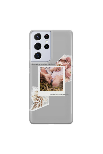 SAMSUNG - Galaxy S21 Ultra - Soft Clear Case - Vintage Grey Collage Phone Case