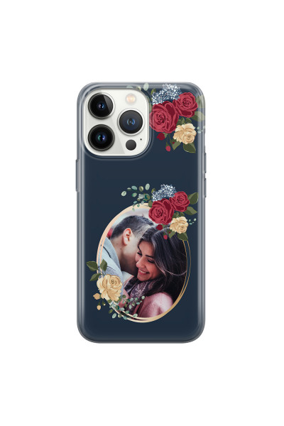 APPLE - iPhone 13 Pro Max - Soft Clear Case - Blue Floral Mirror Photo